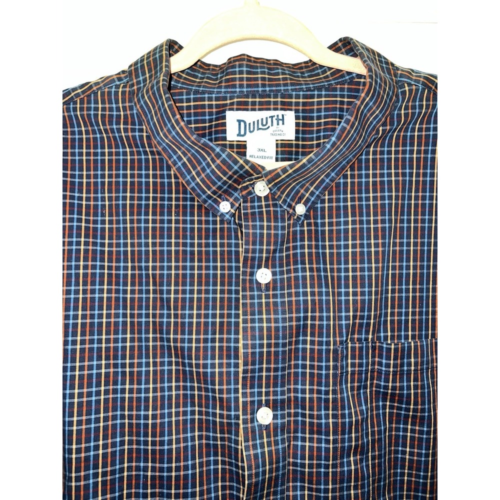 Duluth Shirt Men's Relaxed Fit 3XL‎ Blue Plaid Casual Preppy Outdoor Workwear